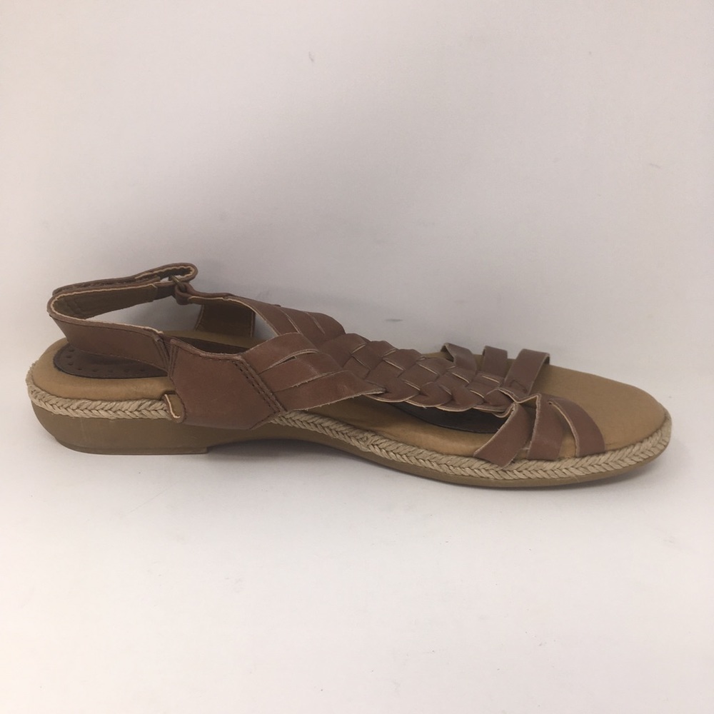 SoftSpots Sandals Braided Brown Leather Straps Open Toe Jute 9.5 - Picture 9 of 9